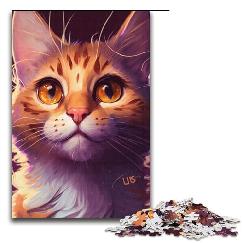 1000-teiliges Katzen-Farbpuzzle, Geschenkideen für Erwachsene, geeignet für Teenager ab 14 Jahren, Größe 38 x 26 cm 1000-teiliges Katzen-Farbpuzzle, Geschenkideen für Erwachsene, geeignet für Teenager ab 14 Jahren, Größe 38 x 26 cm von KJYMNC