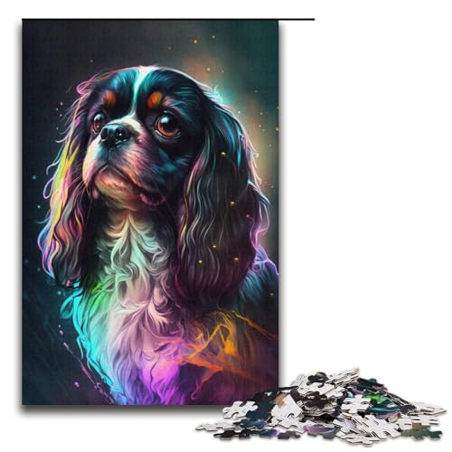 1000-teiliges King Charles Spaniel-Puzzle für Erwachsene ganze Familie. Größe 38 x 26 cm von KJYMNC