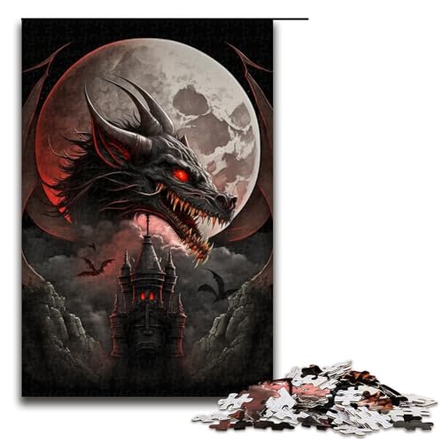 1000-teiliges Nachtdrachen-Puzzle, Geschenkideen für Erwachsene, geeignet für Jugendliche ab 14 Jahren, Größe 50 x 75 cm von KJYMNC