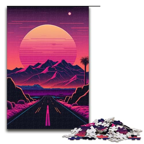 1000-teiliges Neon-Landschaftspuzzle, Geschenkideen für Erwachsene, geeignet für Teenager ab 14 Jahren, Größe 50 x 75 cm von KJYMNC
