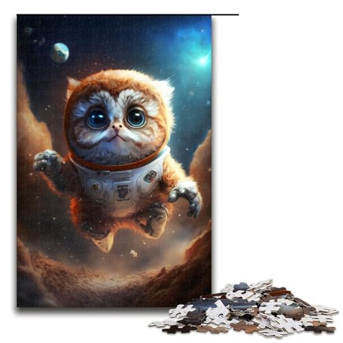 1000-teiliges Puzzle, Astronauten-Leopardenbaby, Puzzle für Erwachsene, Holzpuzzle, anspruchsvolles Spiel, Größe 50 x 75 cm von KJYMNC