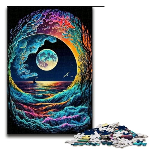 1000-teiliges Puzzle, Bunte Wellen, Puzzle für Erwachsene und Kinder, Holzpuzzle, Lernspiel, Herausforderungsspielzeug, Größe 50 x 75 cm von KJYMNC