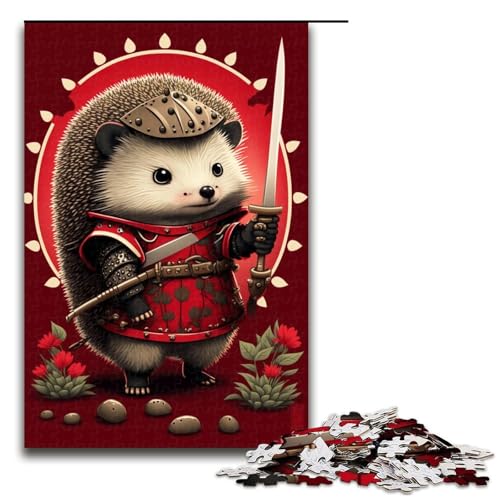 1000-teiliges Puzzle, Igel-Krieger, Puzzle für Erwachsene, Holzpuzzle, anspruchsvolles Spiel, Größe 50 x 75 cm von KJYMNC