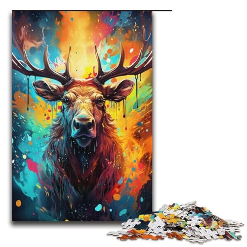 1000-teiliges Puzzle, Malen, Farbe, Elch, Puzzle für Erwachsene, Papppuzzle, tolle Geschenke für Weihnachten, Größe 38 x 26 cm 1000-teiliges Puzzle, Malen, Farbe, Elch, Puzzle für Erwachsene, Papppuzzle, tolle Geschenke für Weihnachten, Größe 38 x 26 cm von KJYMNC