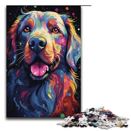 1000-teiliges Puzzle, Malerei, farbenfrohe Kunst, Hunde-Puzzles für Erwachsene und Kinder, Papp-Puzzle, Lernspiel, Herausforderungsspielzeug, Größe 38 x 26 cm von KJYMNC