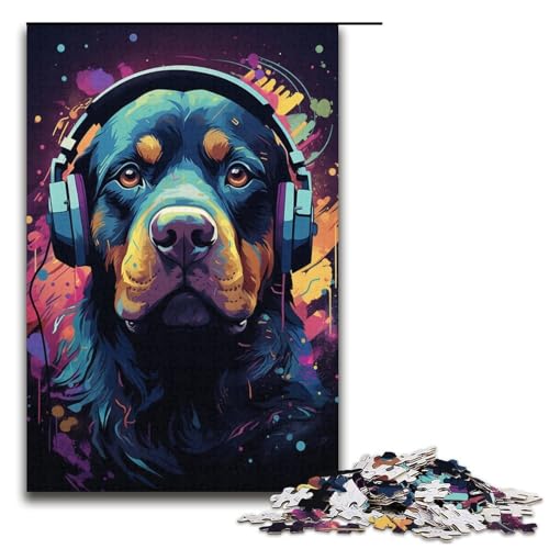 1000-teiliges Puzzle, Psychedelischer Rottweiler, Puzzle für Erwachsene und Kinder, Papppuzzle, Lernspiel, Herausforderungsspielzeug, Größe 38 x 26 cm 1000-teiliges Puzzle, Psychedelischer Rottweiler, Puzzle für Erwachsene und Kinder, Papppuzzle, Lernspiel, Herausforderungsspielzeug, Größe 38 x 26 cm von KJYMNC