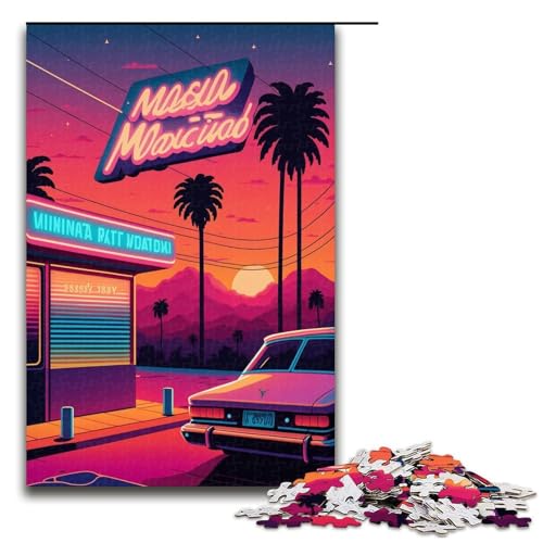 1000-teiliges Puzzle, Retro-Straßenszene, Puzzle für Erwachsene, Holzpuzzle, anspruchsvolles Spiel, Größe 50 x 75 cm von KJYMNC