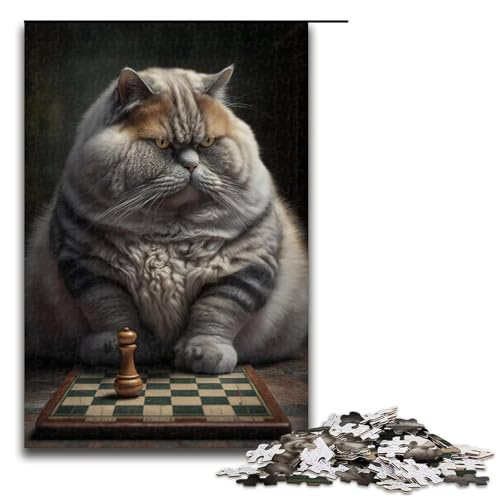 1000-teiliges Puzzle, Schachkatze, Puzzle für Erwachsene und Kinder, Holzpuzzle, Lernspiel, Herausforderungsspielzeug, Größe 50 x 75 cm 1000-teiliges Puzzle, Schachkatze, Puzzle für Erwachsene und Kinder, Holzpuzzle, Lernspiel, Herausforderungsspielzeug, Größe 50 x 75 cm von KJYMNC