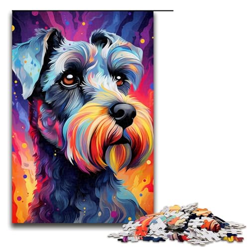 1000-teiliges Puzzle, Standardschnauzer-Hunde-Puzzle für Erwachsene, Holzpuzzle, interessanter Stressabbau, Größe 50 x 75 cm von KJYMNC