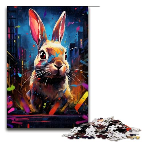 1000-teiliges Puzzle, buntes Kaninchen-Puzzle für Kinder, Holzpuzzle, Größe 50 x 75 cm von KJYMNC