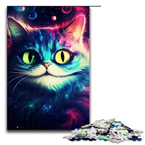 1000-teiliges Puzzle, buntes Katzen-Puzzle für Erwachsene, Holzpuzzle, anspruchsvolles Spiel, Größe 50 x 75 cm von KJYMNC