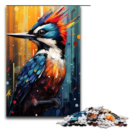 1000-teiliges Puzzle, buntes Specht-Puzzle für Erwachsene, Holzpuzzle, anspruchsvolles Spiel, Größe 50 x 75 cm von KJYMNC
