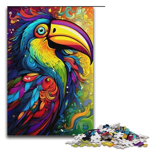 1000-teiliges Puzzle, buntes Tukan-Puzzle für Erwachsene, Kartonpuzzle, anspruchsvolles Spiel, Größe 38 x 26 cm von KJYMNC