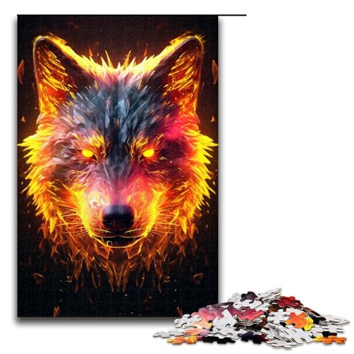 1000-teiliges Puzzle, buntes Wolf-Puzzle für Erwachsene, Holzpuzzle, anspruchsvolles Spiel, Größe 50 x 75 cm von KJYMNC