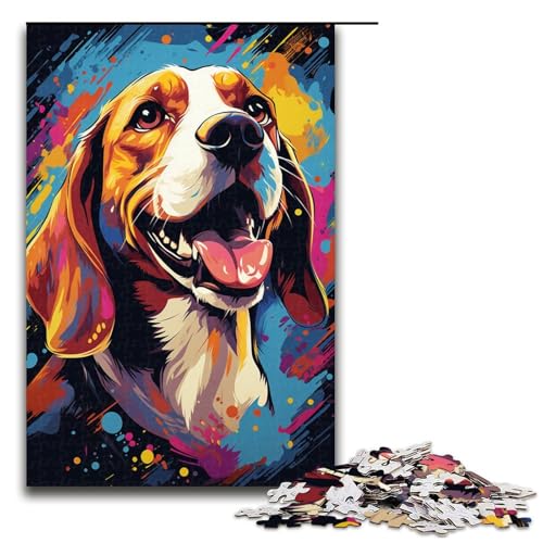 1000-teiliges Puzzle, farbenfrohe psychedelische Kunst, farbige Hunde, Puzzles für Erwachsene, Holzpuzzle, anspruchsvolles Spiel, Größe 50 x 75 cm von KJYMNC