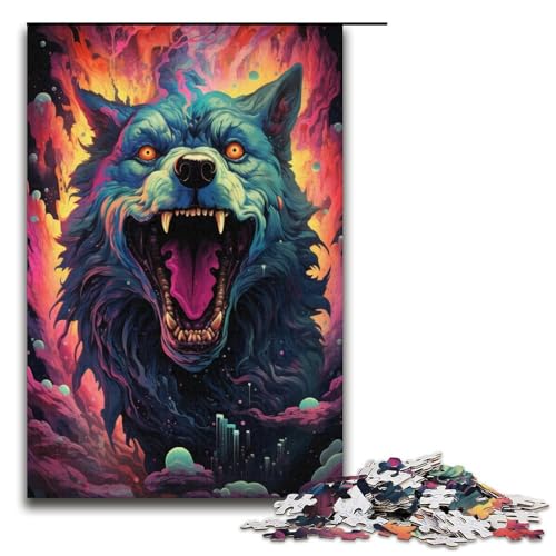 1000-teiliges Puzzle, farbenfroher Psychedelischer böser Hund aus der Zukunft, Puzzle für Erwachsene, Papppuzzle, tolle Geschenke zu Weihnachten, Größe 38 x 26 cm 1000-teiliges Puzzle, farbenfroher Psychedelischer böser Hund aus der Zukunft, Puzzle für Erwachsene, Papppuzzle, tolle Geschenke zu Weihnachten, Größe 38 x 26 cm von KJYMNC
