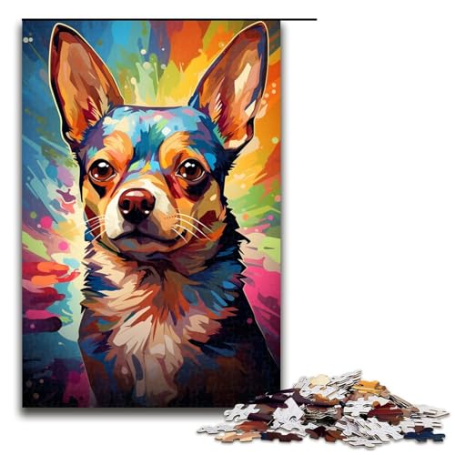 1000-teiliges Puzzle, farbenfrohes Fantasie-Chihuahua-Hunde-Kunst-Puzzle für Erwachsene und Kinder, Holzpuzzle, Lernspiel, Herausforderungsspielzeug, Größe 50 x 75 cm 1000-teiliges Puzzle, farbenfrohes Fantasie-Chihuahua-Hunde-Kunst-Puzzle für Erwachsene und Kinder, Holzpuzzle, Lernspiel, Herausforderungsspielzeug, Größe 50 x 75 cm von KJYMNC