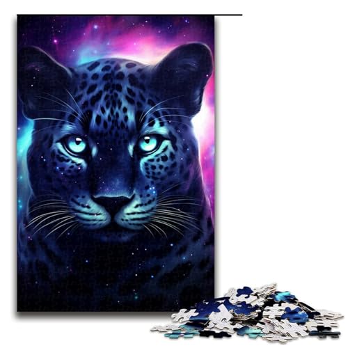 1000-teiliges Puzzle, farbenfrohes schwarzes Leoparden-Puzzle für Kinder, Holzpuzzle, Größe 50 x 75 cm 1000-teiliges Puzzle, farbenfrohes schwarzes Leoparden-Puzzle für Kinder, Holzpuzzle, Größe 50 x 75 cm von KJYMNC