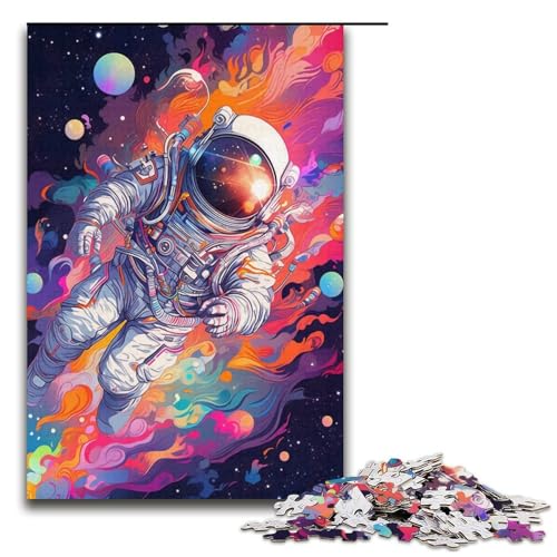1000-teiliges Puzzle, farbiges Astronauten-Puzzle für Erwachsene, Papppuzzle, tolle Geschenke zu Weihnachten, Größe 38 x 26 cm von KJYMNC