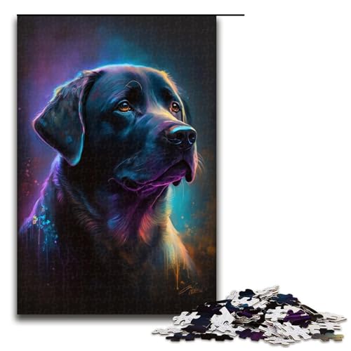 1000-teiliges Puzzle, schwarzer Labrador, Puzzle für Kinder, Holzpuzzle, Größe 50 x 75 cm 1000-teiliges Puzzle, schwarzer Labrador, Puzzle für Kinder, Holzpuzzle, Größe 50 x 75 cm von KJYMNC
