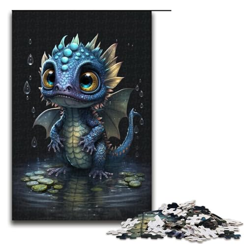 1000-teiliges Puzzle, süßes Baby-Drachen-Puzzle für Erwachsene, Holzpuzzle, lustiges Geschenk, Größe 50 x 75 cm von KJYMNC