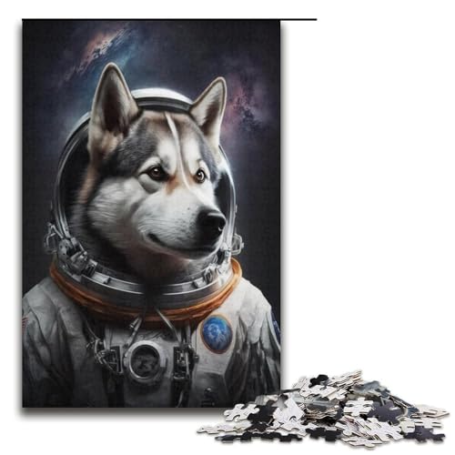 1000-teiliges Puzzle „Astronaut Husky“ für Erwachsene, Papppuzzle, tolles Geschenk für Erwachsene, Größe 38 x 26 cm von KJYMNC