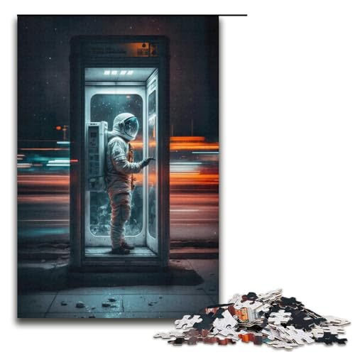 1000-teiliges Puzzle „Astronaut in der Telefonzelle“, Puzzle für Erwachsene, Papppuzzle, anspruchsvolles Spiel, Größe 38 x 26 cm von KJYMNC