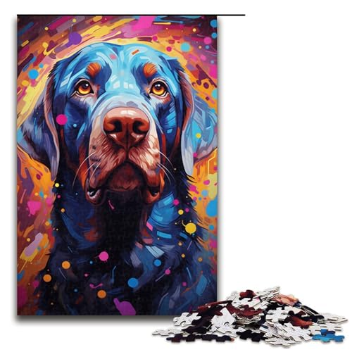 1000-teiliges Puzzle „Bunte Psychedelie mit Neonhunden“, Puzzle für Erwachsene, Holzpuzzle, anspruchsvolles Spiel, Größe 50 x 75 cm 1000-teiliges Puzzle „Bunte Psychedelie mit Neonhunden“, Puzzle für Erwachsene, Holzpuzzle, anspruchsvolles Spiel, Größe 50 x 75 cm von KJYMNC