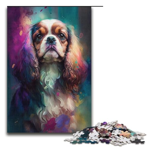 1000-teiliges Puzzle „Cavalier King Charles Spaniel“, Hundepuzzle für Erwachsene, Papppuzzle, tolles Geschenk zu Weihnachten, Größe 38 x 26 cm von KJYMNC