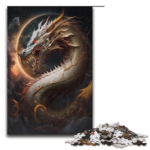 1000-teiliges Puzzle „Chinesischer Drache“, Puzzle für Erwachsene, Papppuzzle, anspruchsvolles Spiel, Größe 38 x 26 cm von KJYMNC