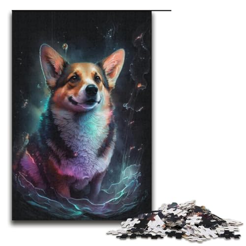 1000-teiliges Puzzle „Corgi“ für Erwachsene und Kinder, Papppuzzle, Lernspiel, Herausforderungsspielzeug, Größe 38 x 26 cm von KJYMNC