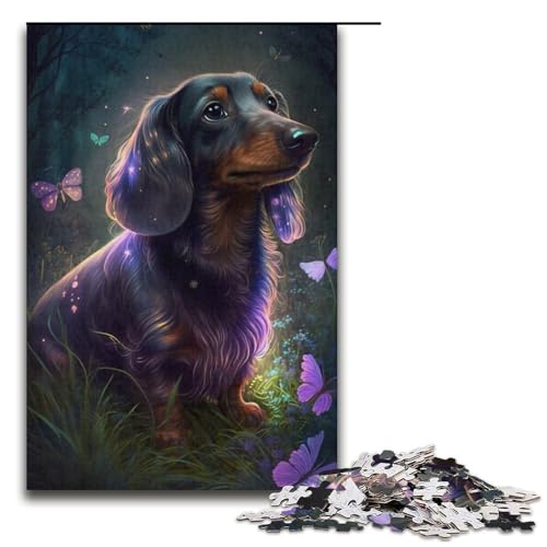 1000-teiliges Puzzle „Dackel, Blume, Galaxie“, Puzzle für Erwachsene, Papppuzzle, anspruchsvolles Spiel, Größe 38 x 26 cm von KJYMNC