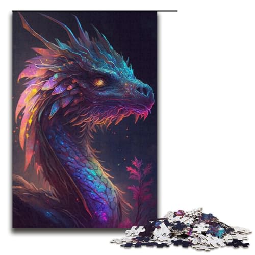 1000-teiliges Puzzle „Fliegender Drache“, Malpuzzle für Erwachsene, Papppuzzle, tolle Geschenke zu Weihnachten, Größe 38 x 26 cm von KJYMNC