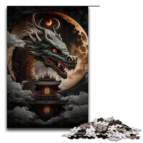 1000-teiliges Puzzle „Geheimnisvoller Drache“, Puzzle für Erwachsene, Holzpuzzle, anspruchsvolles Spiel, Größe 50 x 75 cm von KJYMNC