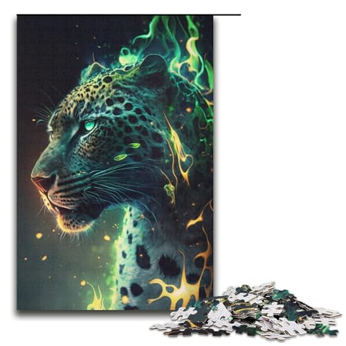 1000-teiliges Puzzle „Grüner Leopard“, Kartonpuzzle, tolles Geschenk für Erwachsene, Größe 38 x 26 cm 1000-teiliges Puzzle „Grüner Leopard“, Kartonpuzzle, tolles Geschenk für Erwachsene, Größe 38 x 26 cm von KJYMNC