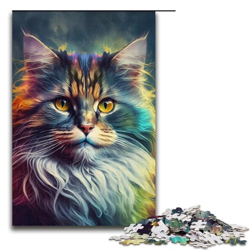 1000-teiliges Puzzle „Katzen-Malpuzzle“ für Erwachsene, Papppuzzle, tolle Geschenke zu Weihnachten, Größe 38 x 26 cm von KJYMNC