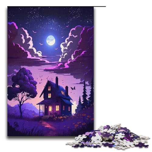 1000-teiliges Puzzle „Lavendelhaus“, Kartonpuzzle, tolles Geschenk für Erwachsene, Größe 38 x 26 cm von KJYMNC