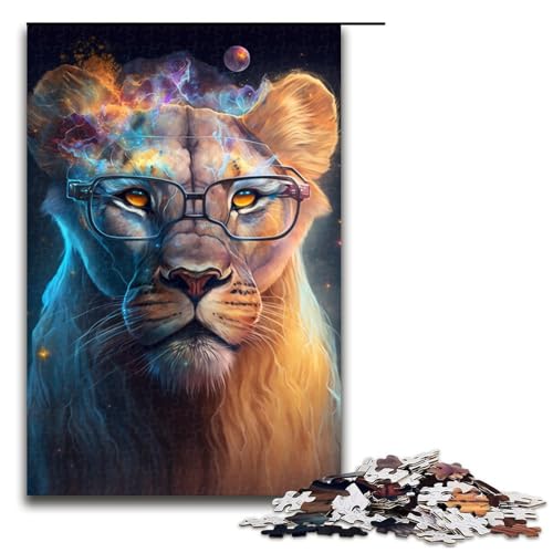 1000-teiliges Puzzle „Löwin mit Brille“ für Kinder, Holzpuzzle, Familienaktivität, Größe 50 x 75 cm 1000-teiliges Puzzle „Löwin mit Brille“ für Kinder, Holzpuzzle, Familienaktivität, Größe 50 x 75 cm von KJYMNC