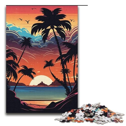 1000-teiliges Puzzle „Neon Beach“ für Erwachsene, Kartonpuzzle, anspruchsvolles Spiel, Größe 38 x 26 cm von KJYMNC