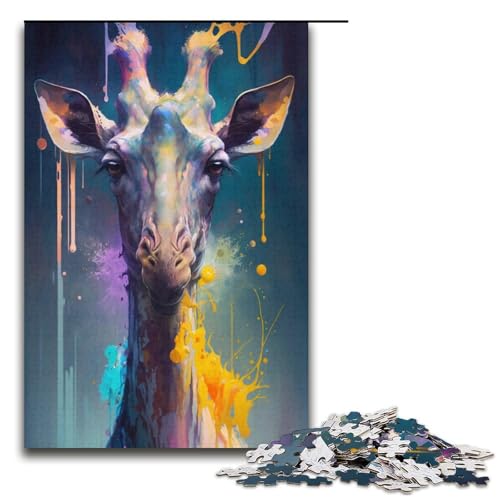 1000-teiliges Puzzle „Neon-Giraffe“ für Erwachsene, Kartonpuzzle, anspruchsvolles Spiel, Größe 38 x 26 cm von KJYMNC
