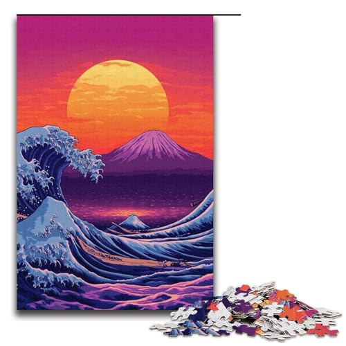 1000-teiliges Puzzle „Neon Waves“ für Erwachsene, Papppuzzle, lustiges Geschenk, Größe 38 x 26 cm von KJYMNC