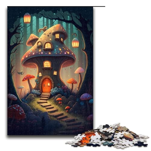 1000-teiliges Puzzle „Pilzhaus“, Holzpuzzle, tolles Geschenk für Erwachsene, Größe 50 x 75 cm von KJYMNC