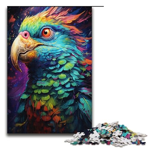 1000-teiliges Puzzle „Psychedelische Malerei, bunter Papagei“, Puzzle für Erwachsene, Papppuzzle, anspruchsvolles Spiel, Größe 38 x 26 cm von KJYMNC