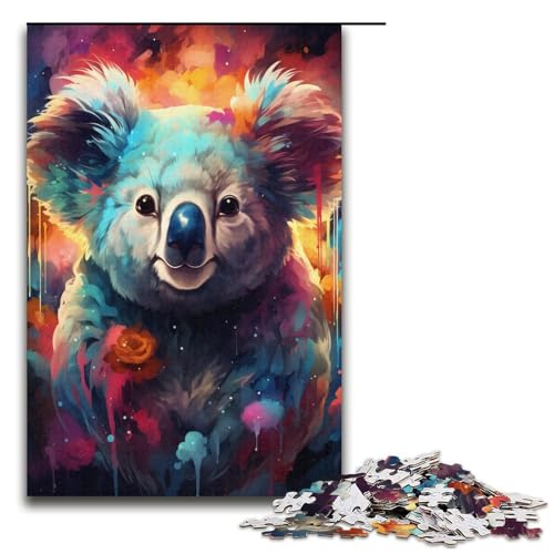 1000-teiliges Puzzle „Psychedelische Malerei – Koala“ für Kinder, Papppuzzle, Größe 38 x 26 cm von KJYMNC