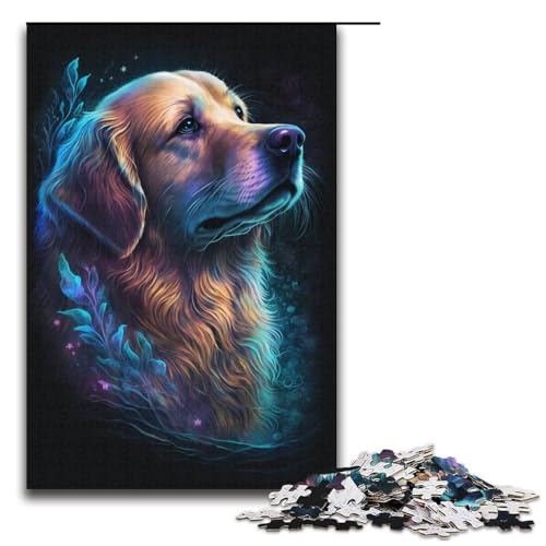 1000-teiliges Puzzle „Temperamentvoller Golden Retriever“, Papppuzzle, tolles Geschenk für Erwachsene, Größe 38 x 26 cm von KJYMNC