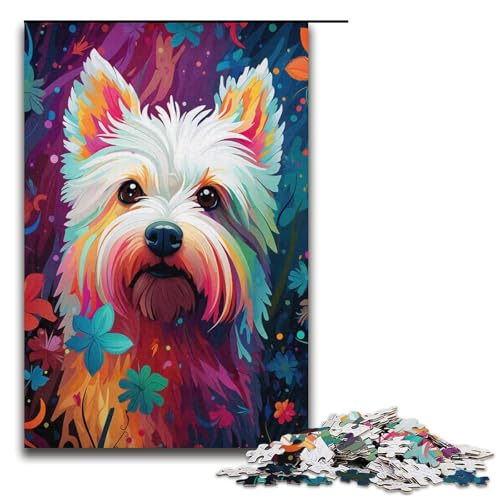 1000-teiliges Puzzle „West Highlands Dog“ für Erwachsene, Kartonpuzzle, anspruchsvolles Spiel, Größe 38 x 26 cm von KJYMNC