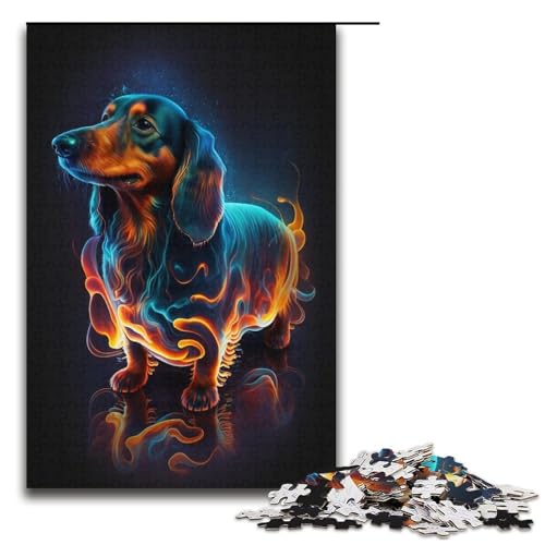1000-teiliges Puzzle Dackel-Puzzle für Erwachsene, Papppuzzle, tolle Geschenke zu Weihnachten, Größe 38 x 26 cm von KJYMNC