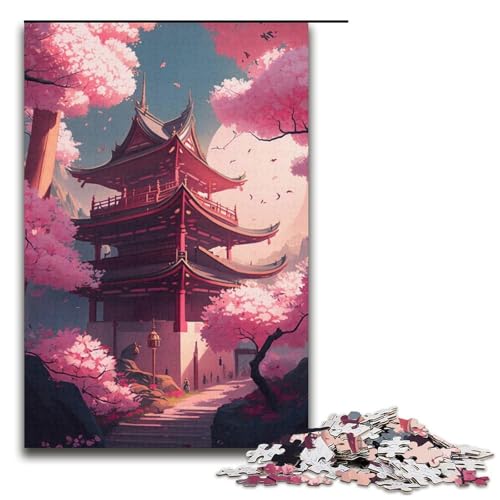 1000-teiliges Puzzle Japanischer Tempel Puzzles für Kinder Papppuzzle Größe 38x26cm von KJYMNC