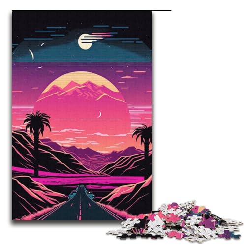 1000-teiliges Puzzle Neonlandschaft Puzzles für Kinder Papppuzzle Größe 38x26cm von KJYMNC