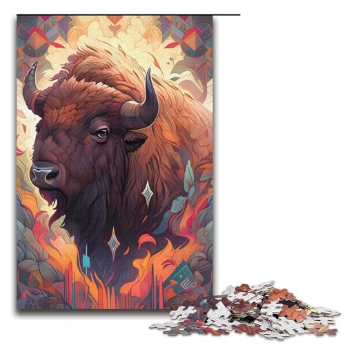 1000-teiliges Puzzle für Erwachsene, Anime-Büffel-Artwork, anspruchsvolles Spiel mit passendem Poster und Quizblatt, Größe 38 x 26 cm von KJYMNC